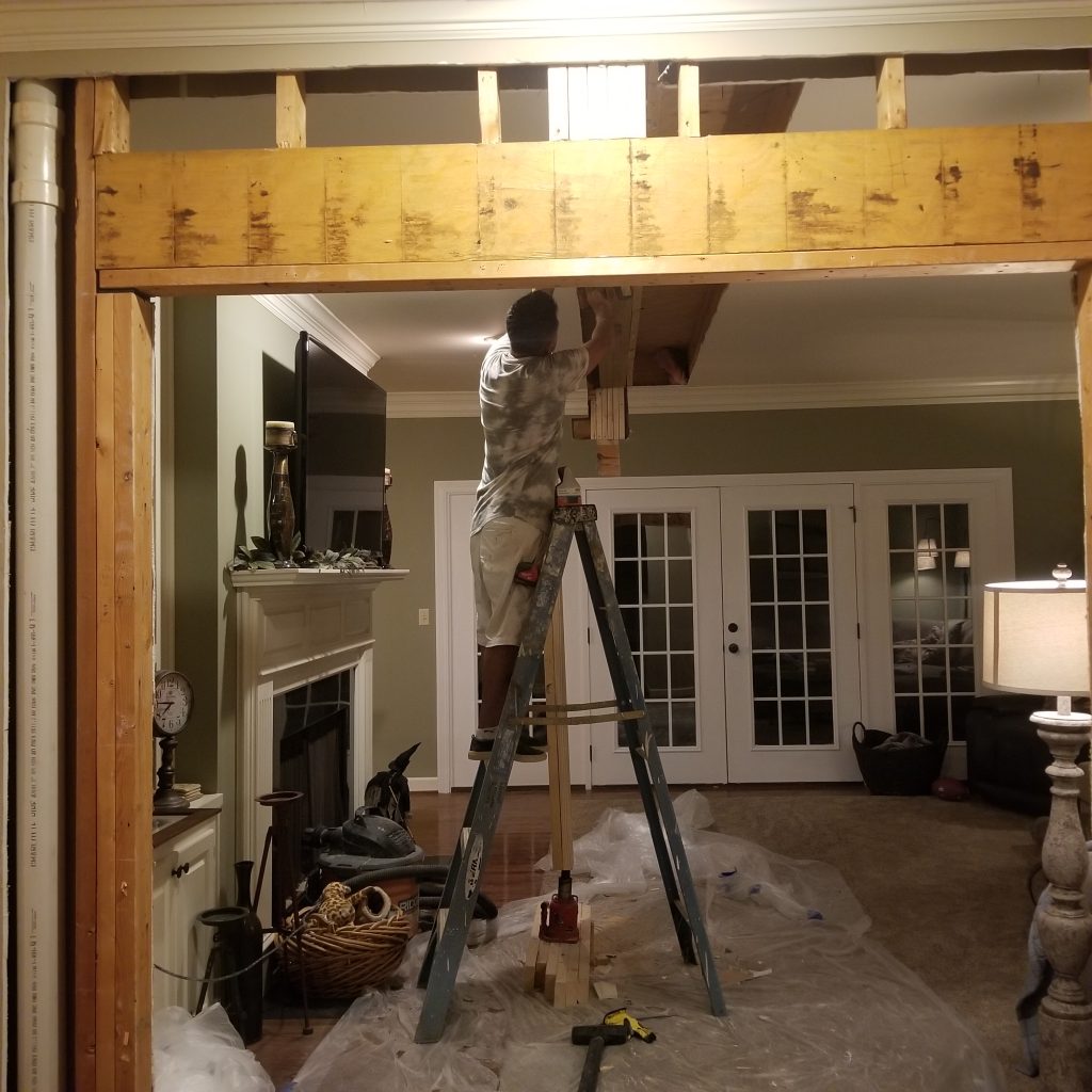 load bearing wall removal and second floor support done by WNC on a home in Western North Carolina